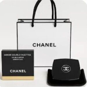 AUTHENTIC CHANEL MIRROR DOUBLE FACETTES MIRROR DUO COMPACT CLASSIC BLACK